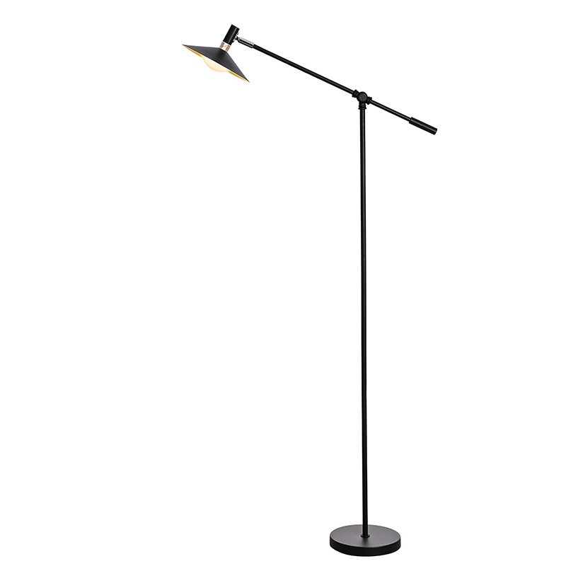 Justerbar sort LED gulvlampe med 3 lystilstande