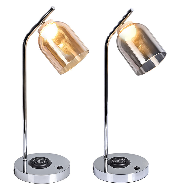 QI led skrivebordslampe med glasskærm