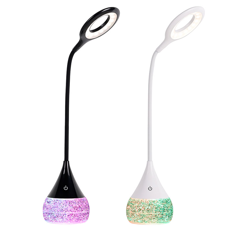 RGB Glitter Liquid Base LED-skrivebordslampe med justerbar skærm