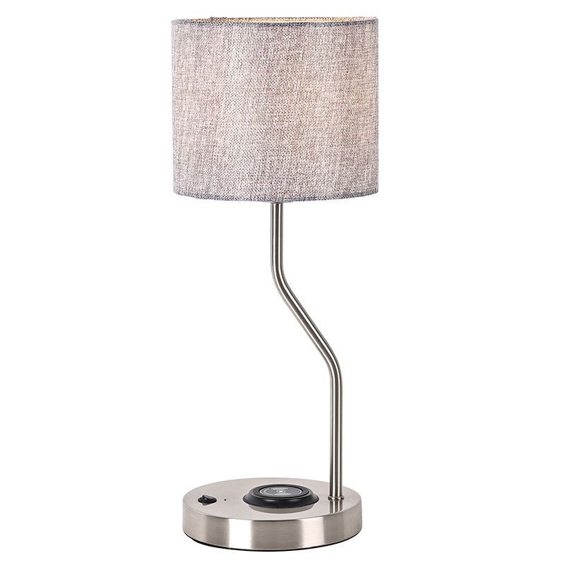 Trådløs telefonoplader skrivebordslampe med stofskærm